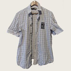 LOVE MOSCHINO - Short sleeve logo check shirt - Sz M